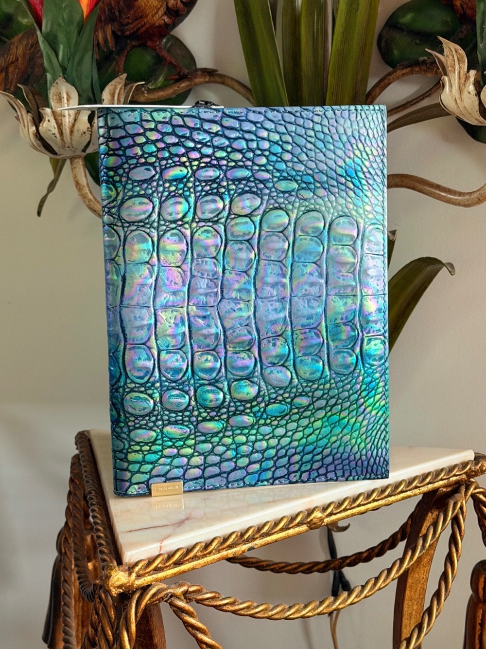 💙💚🩵 Rare NWT Gorgeous Brahmin Blue Topaz Iridescent Leather Journal  💙💚🩵